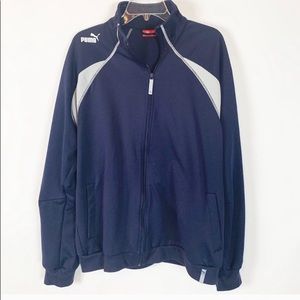 Puma Long Sleeve Navy ZIP Front Jacket Size Large